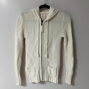 SALE Old Navy Cream Zip-Up Hooded Cardigan